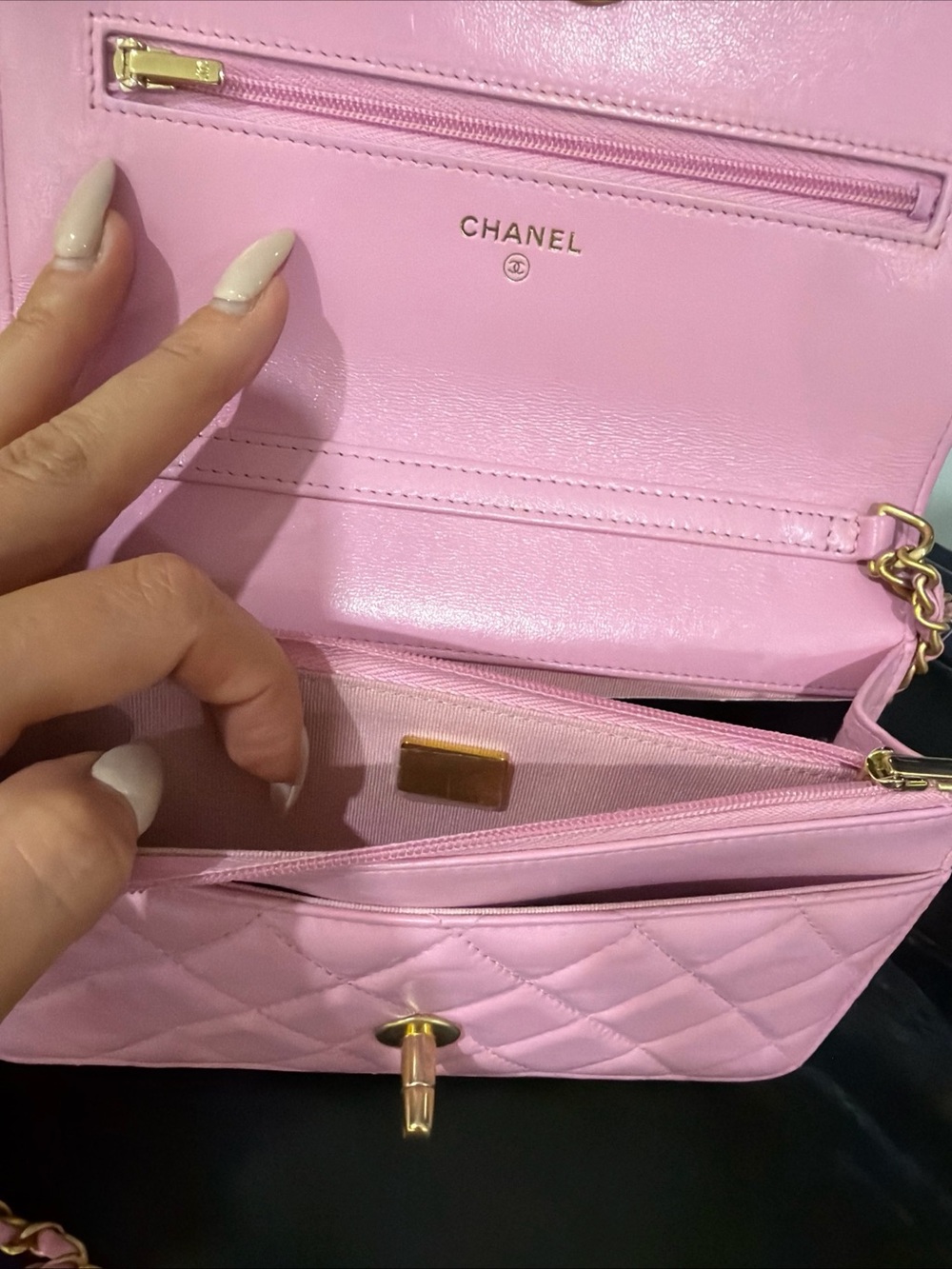 CHANEL Pink Quilted Mini Wallet on Chain with Gold CC - Picture 9 of 13